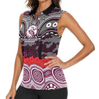 ANZAC Day Manly Warringah Sea Eagles Women Sleeveless Polo Shirt Military Memorial Aboriginal Indigenous Art