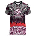 ANZAC Day Manly Warringah Sea Eagles Women V-Neck T-Shirt Military Memorial Aboriginal Indigenous Art