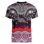 ANZAC Day Manly Warringah Sea Eagles Women V-Neck T-Shirt Military Memorial Aboriginal Indigenous Art