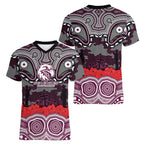 ANZAC Day Manly Warringah Sea Eagles Women V-Neck T-Shirt Military Memorial Aboriginal Indigenous Art