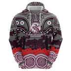 ANZAC Day Manly Warringah Sea Eagles Zip Hoodie Military Memorial Aboriginal Indigenous Art