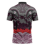 ANZAC Day Manly Warringah Sea Eagles Zipper Polo Shirt Military Memorial Aboriginal Indigenous Art