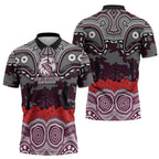 ANZAC Day Manly Warringah Sea Eagles Zipper Polo Shirt Military Memorial Aboriginal Indigenous Art