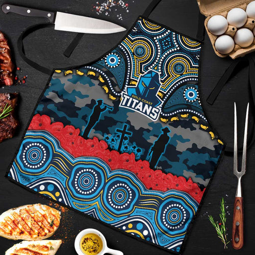 ANZAC Day Gold Coast Titans Apron Military Memorial Aboriginal Indigenous Art