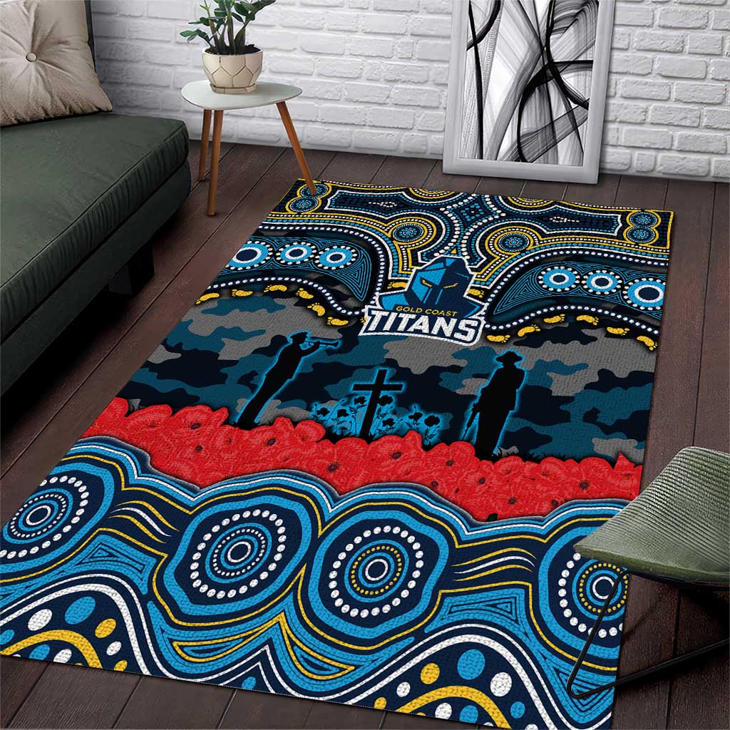 ANZAC Day Gold Coast Titans Area Rug Military Memorial Aboriginal Indigenous Art