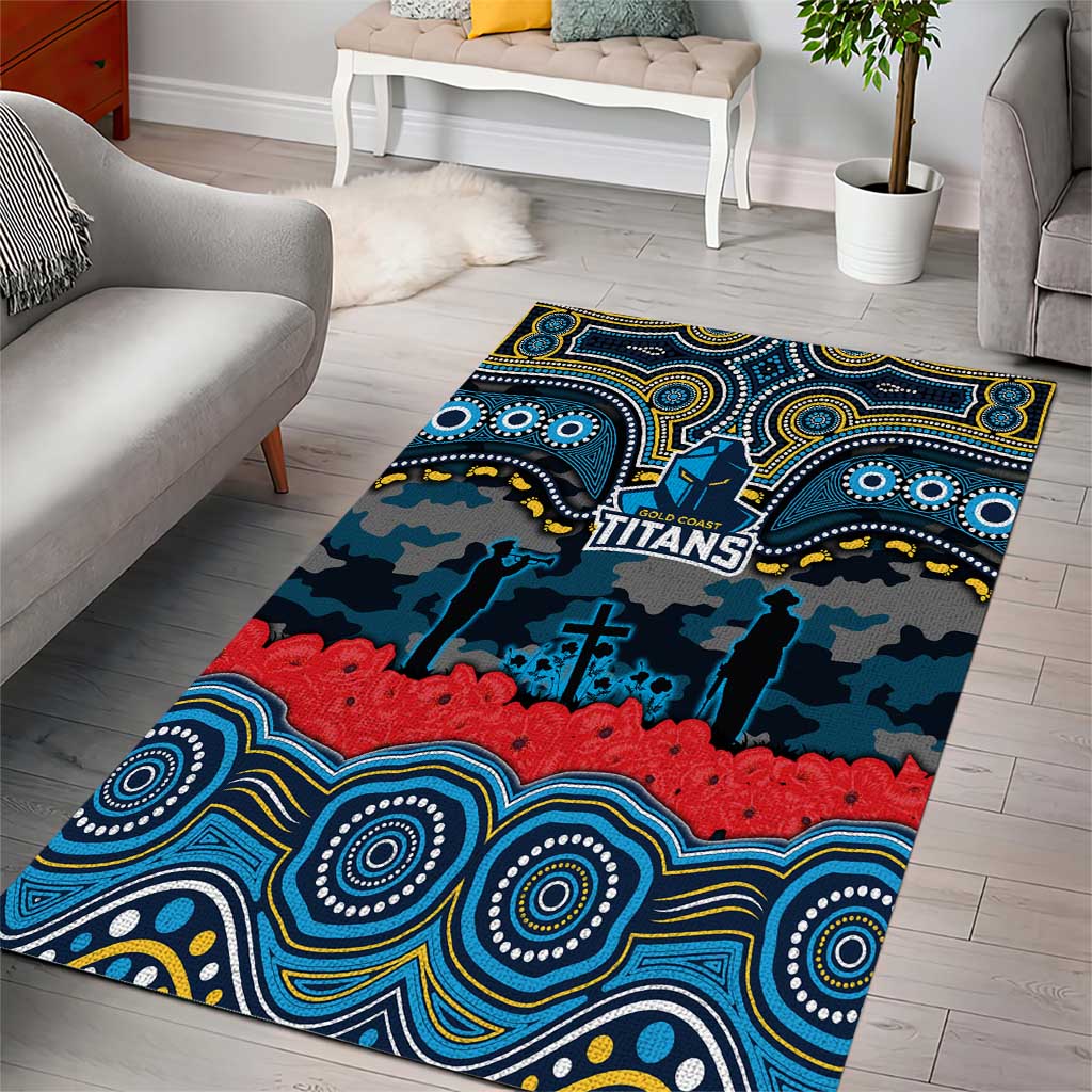 ANZAC Day Gold Coast Titans Area Rug Military Memorial Aboriginal Indigenous Art