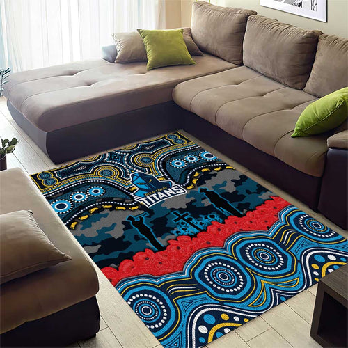 ANZAC Day Gold Coast Titans Area Rug Military Memorial Aboriginal Indigenous Art