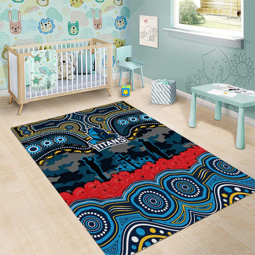 ANZAC Day Gold Coast Titans Area Rug Military Memorial Aboriginal Indigenous Art