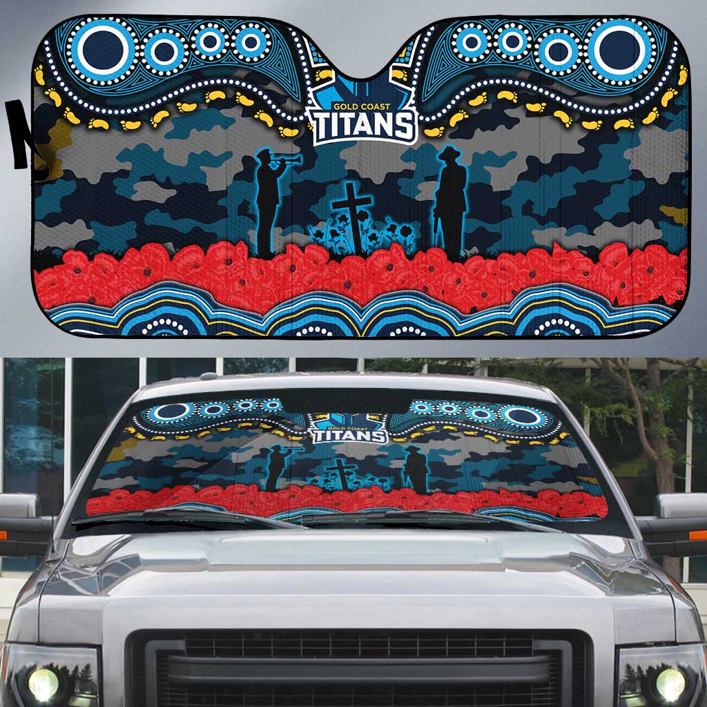 ANZAC Day Gold Coast Titans Auto Sun Shade Military Memorial Aboriginal Indigenous Art