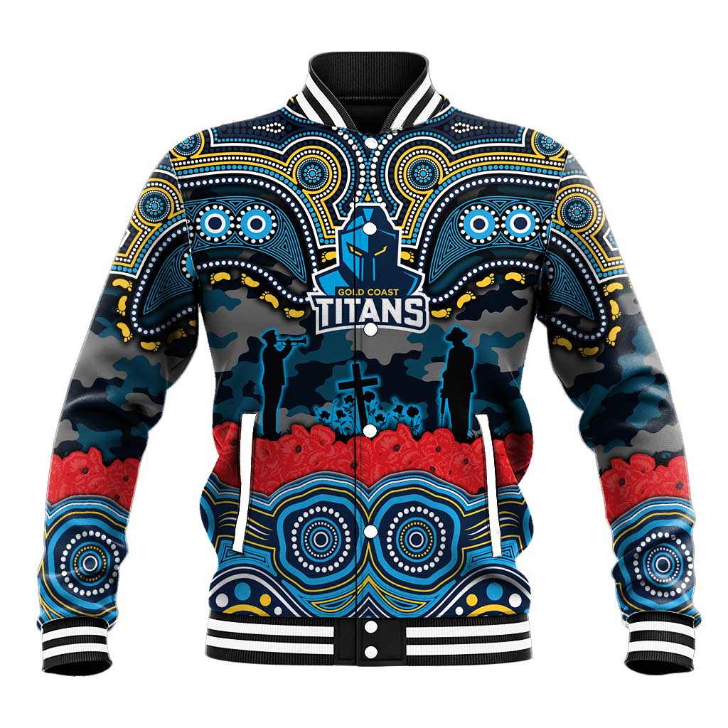 ANZAC Day Gold Coast Titans Baseball Jacket Military Memorial Aboriginal Indigenous Art