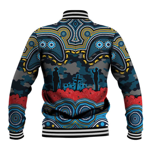 ANZAC Day Gold Coast Titans Baseball Jacket Military Memorial Aboriginal Indigenous Art