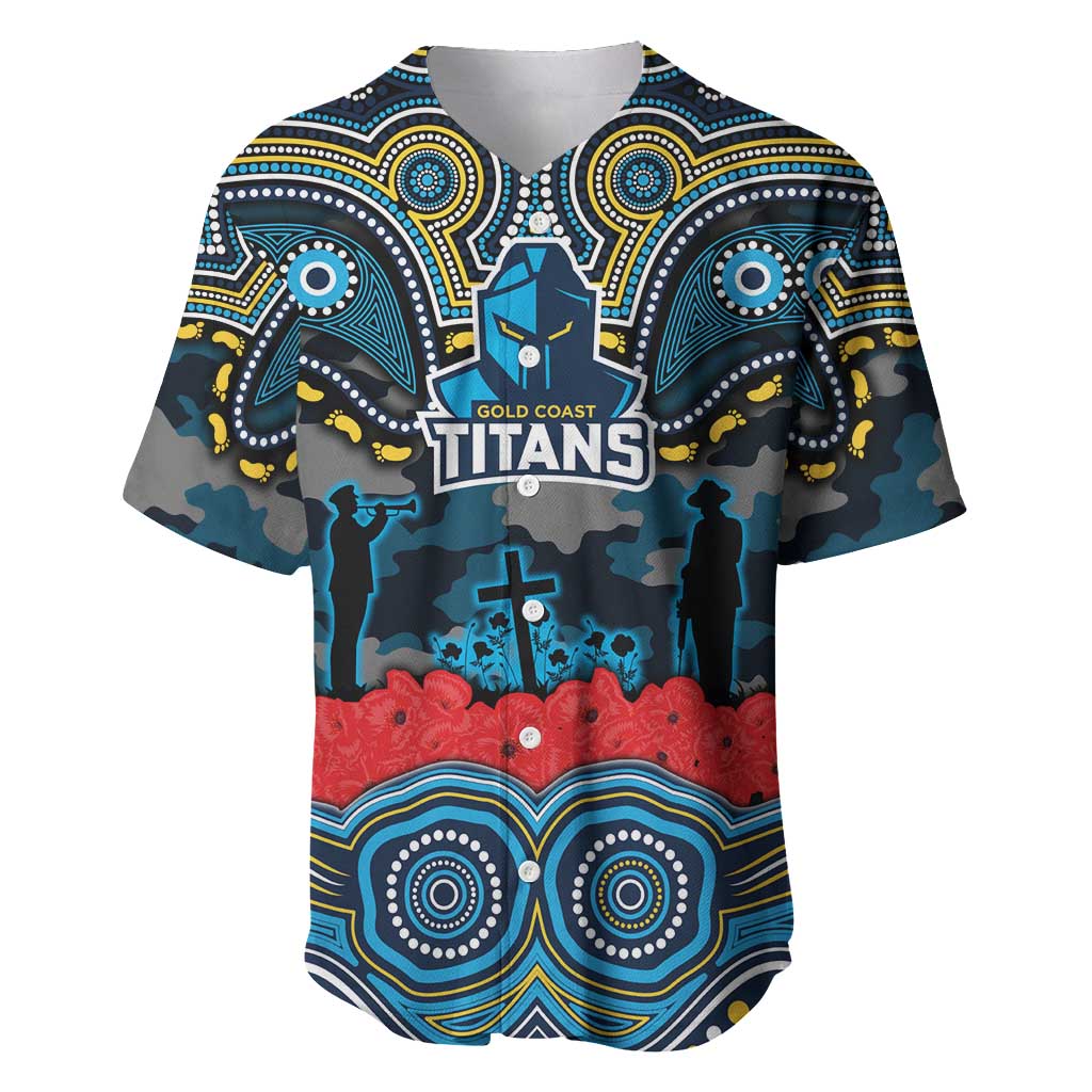 ANZAC Day Gold Coast Titans Baseball Jersey Military Memorial Aboriginal Indigenous Art