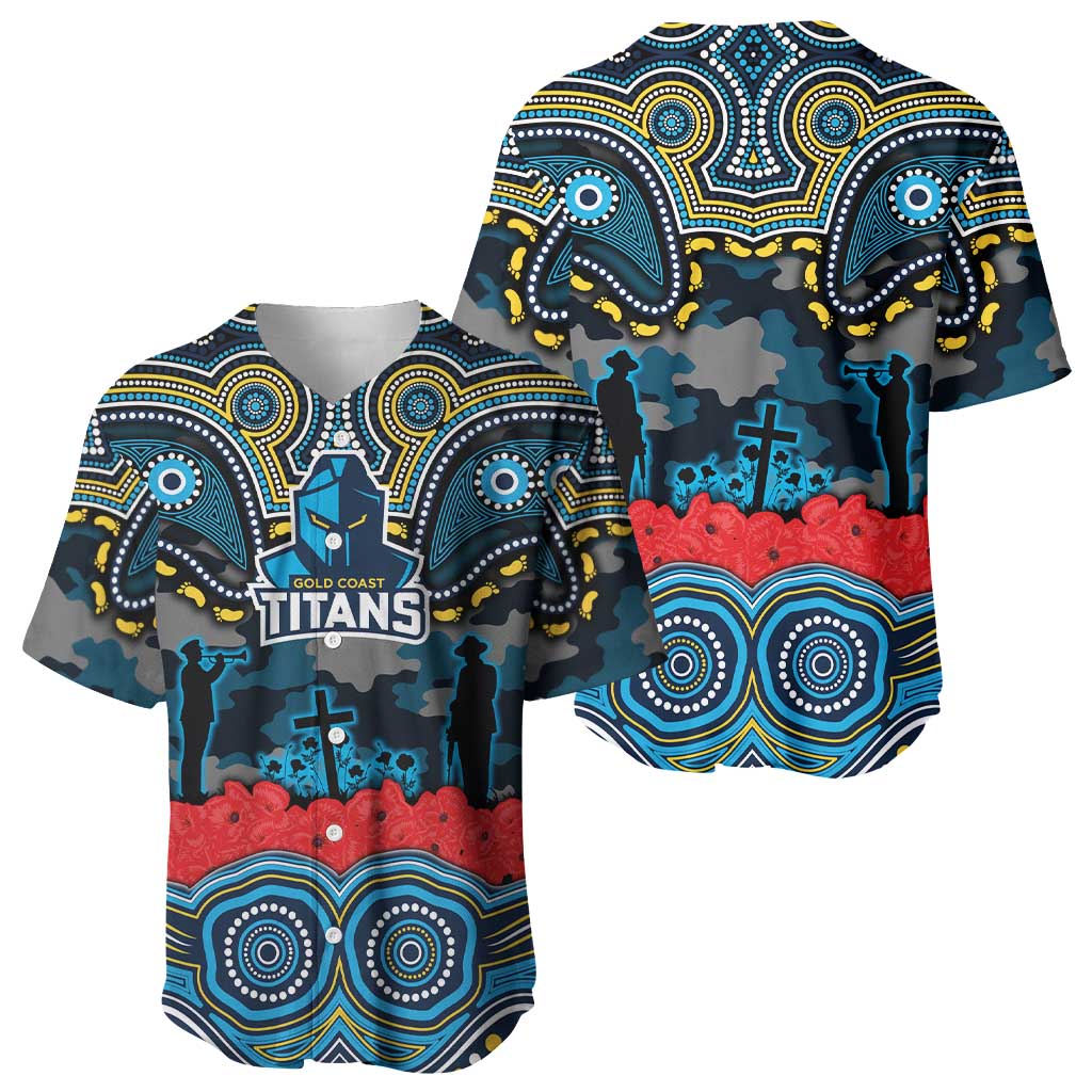 ANZAC Day Gold Coast Titans Baseball Jersey Military Memorial Aboriginal Indigenous Art