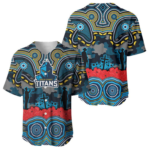 ANZAC Day Gold Coast Titans Baseball Jersey Military Memorial Aboriginal Indigenous Art