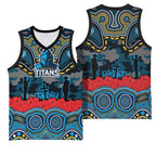ANZAC Day Gold Coast Titans Basketball Jersey Military Memorial Aboriginal Indigenous Art