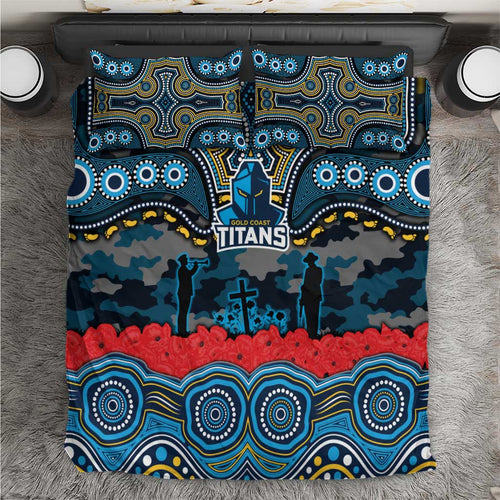 ANZAC Day Gold Coast Titans Bedding Set Military Memorial Aboriginal Indigenous Art