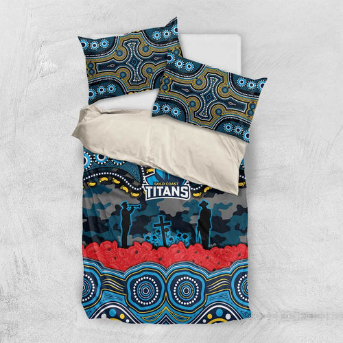 ANZAC Day Gold Coast Titans Bedding Set Military Memorial Aboriginal Indigenous Art