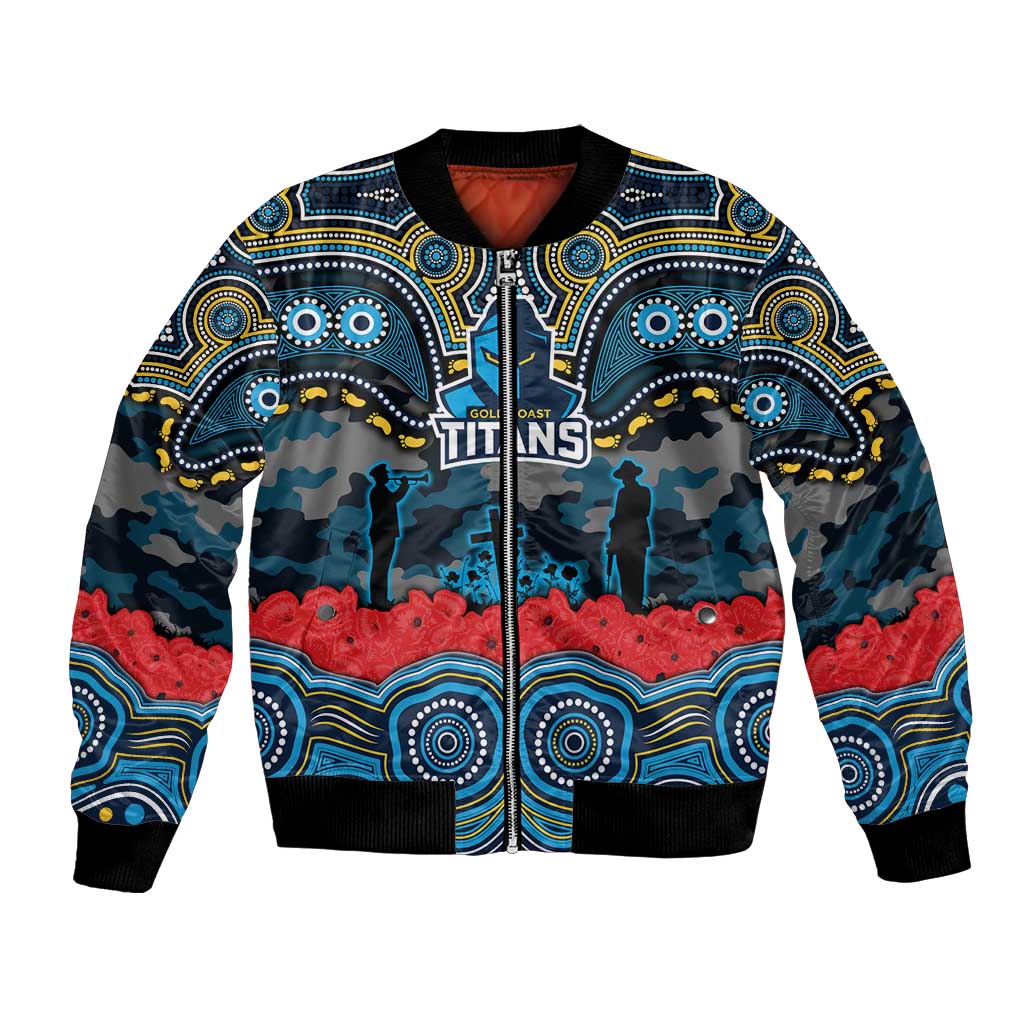 ANZAC Day Gold Coast Titans Bomber Jacket Military Memorial Aboriginal Indigenous Art