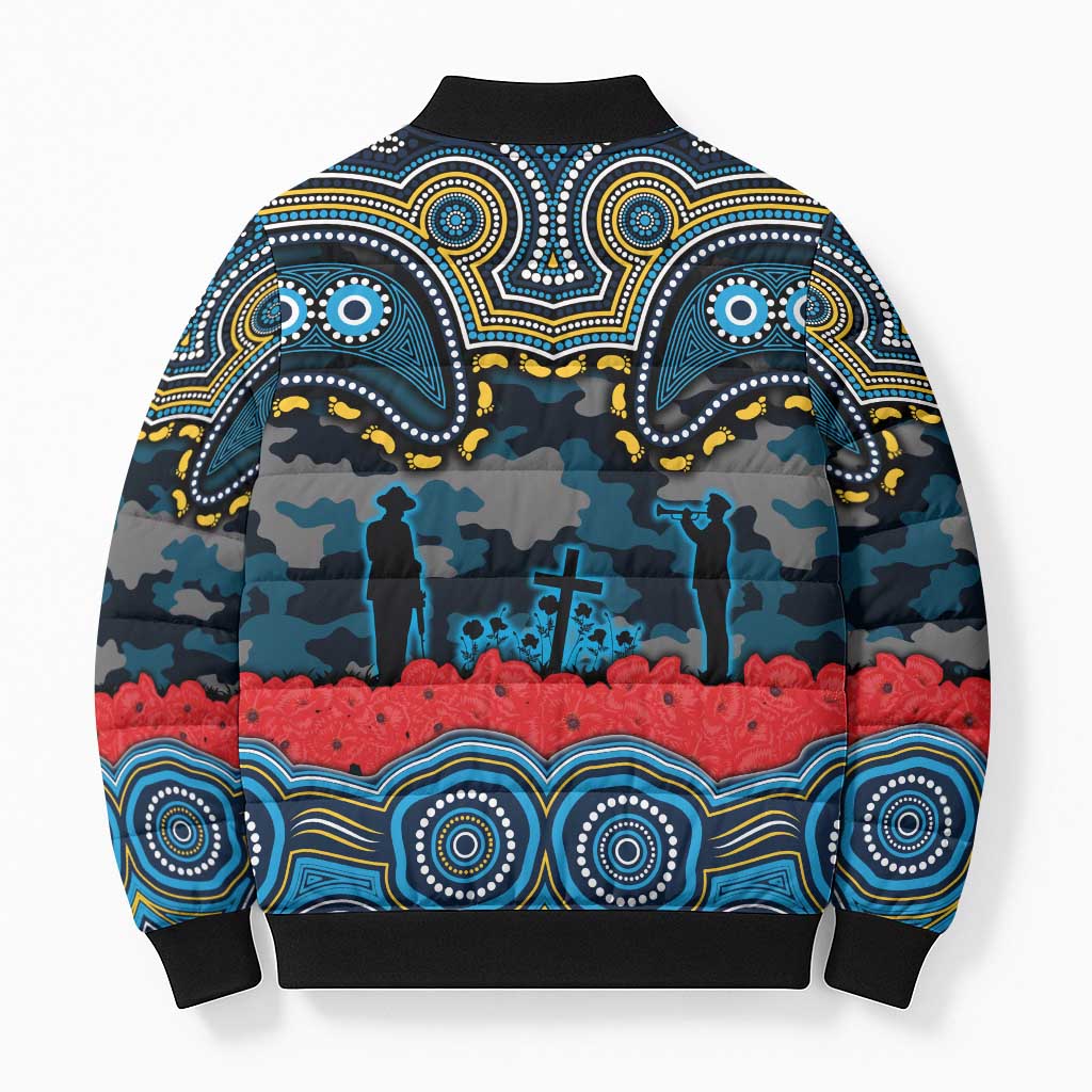 ANZAC Day Gold Coast Titans Bomber Puffer Jacket Military Memorial Aboriginal Indigenous Art