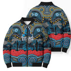 ANZAC Day Gold Coast Titans Bomber Puffer Jacket Military Memorial Aboriginal Indigenous Art