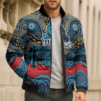 ANZAC Day Gold Coast Titans Bomber Puffer Jacket Military Memorial Aboriginal Indigenous Art