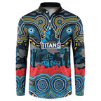ANZAC Day Gold Coast Titans Button Sweatshirt Military Memorial Aboriginal Indigenous Art