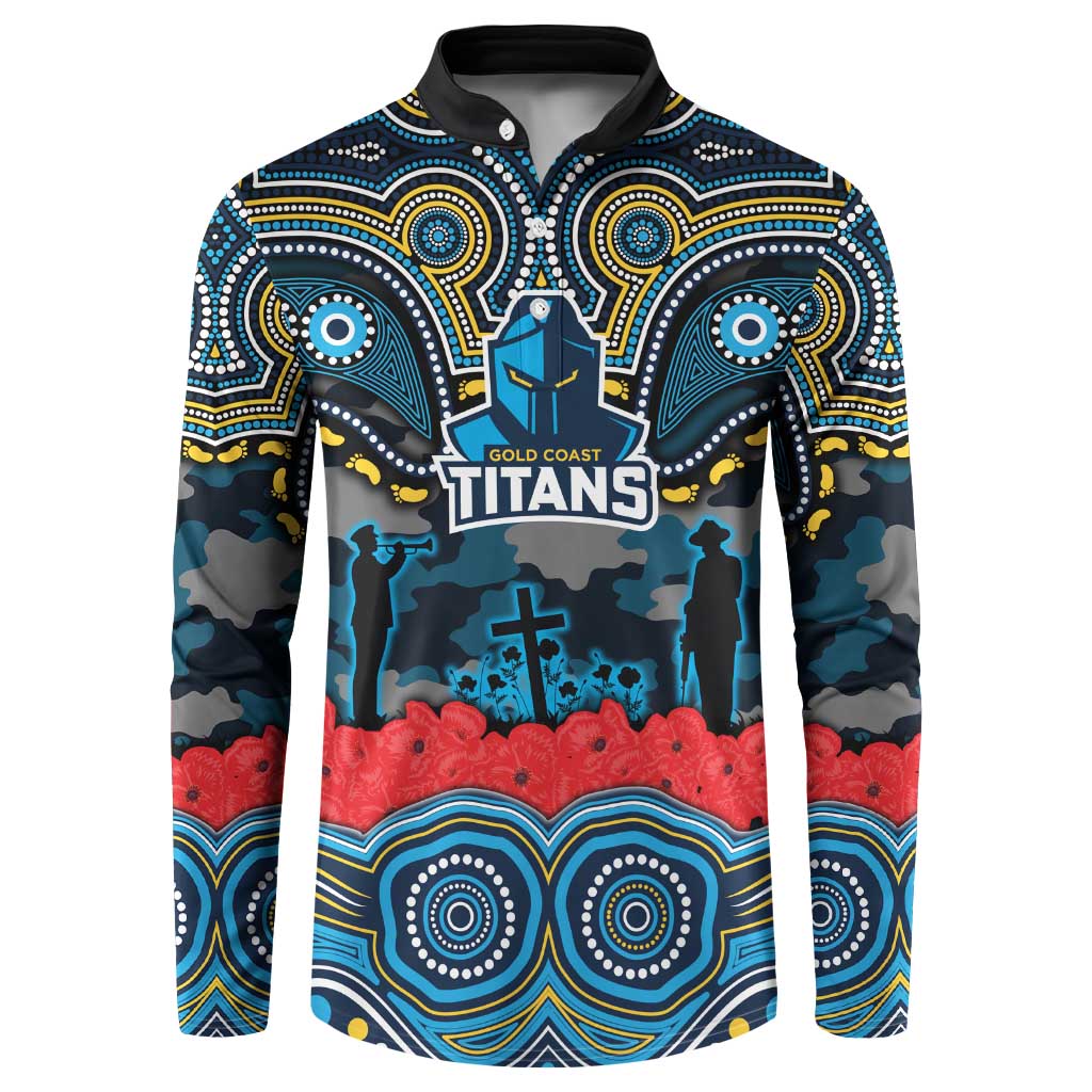 ANZAC Day Gold Coast Titans Button Sweatshirt Military Memorial Aboriginal Indigenous Art