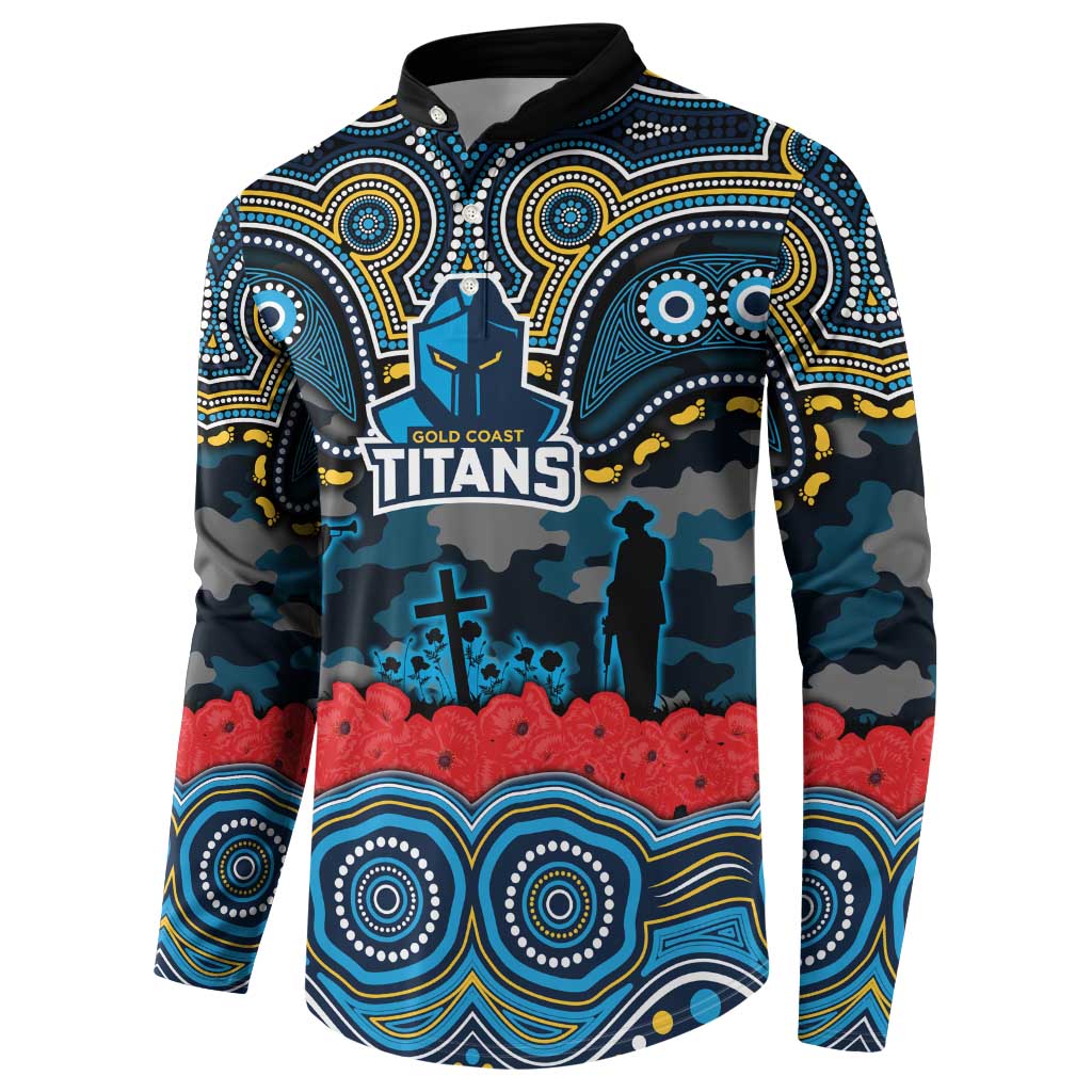 ANZAC Day Gold Coast Titans Button Sweatshirt Military Memorial Aboriginal Indigenous Art