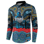 ANZAC Day Gold Coast Titans Button Sweatshirt Military Memorial Aboriginal Indigenous Art