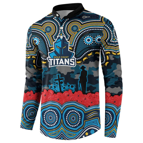 ANZAC Day Gold Coast Titans Button Sweatshirt Military Memorial Aboriginal Indigenous Art