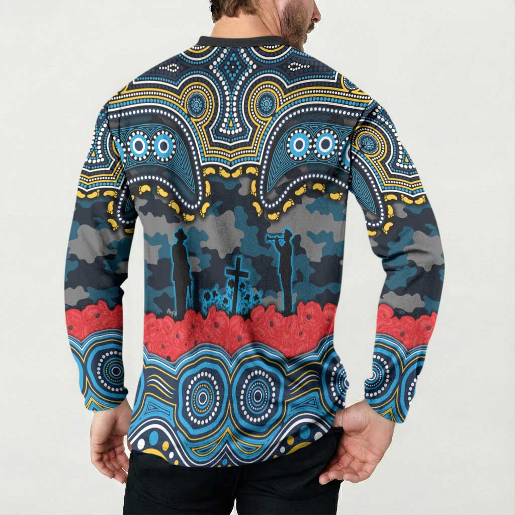 ANZAC Day Gold Coast Titans Button Sweatshirt Military Memorial Aboriginal Indigenous Art