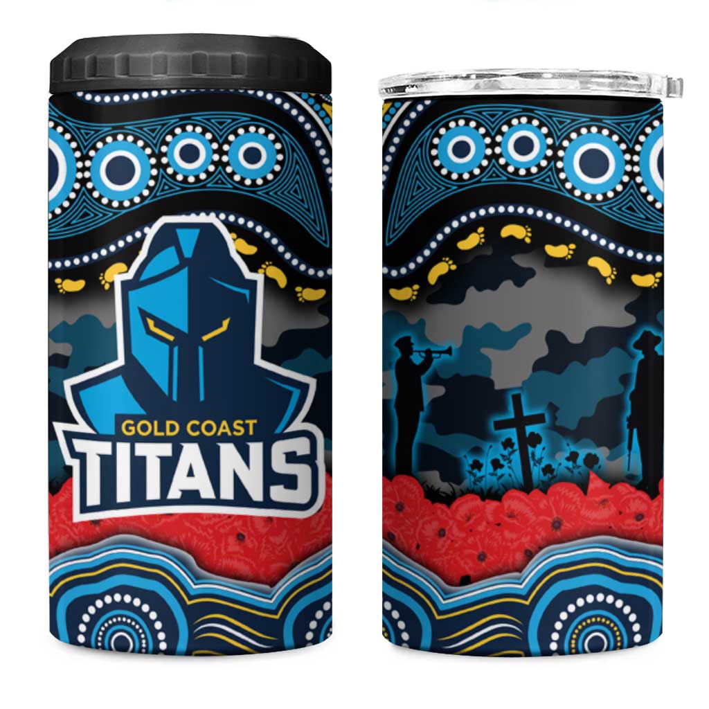 ANZAC Day Gold Coast Titans 4 in 1 Can Cooler Tumbler Military Memorial Aboriginal Indigenous Art