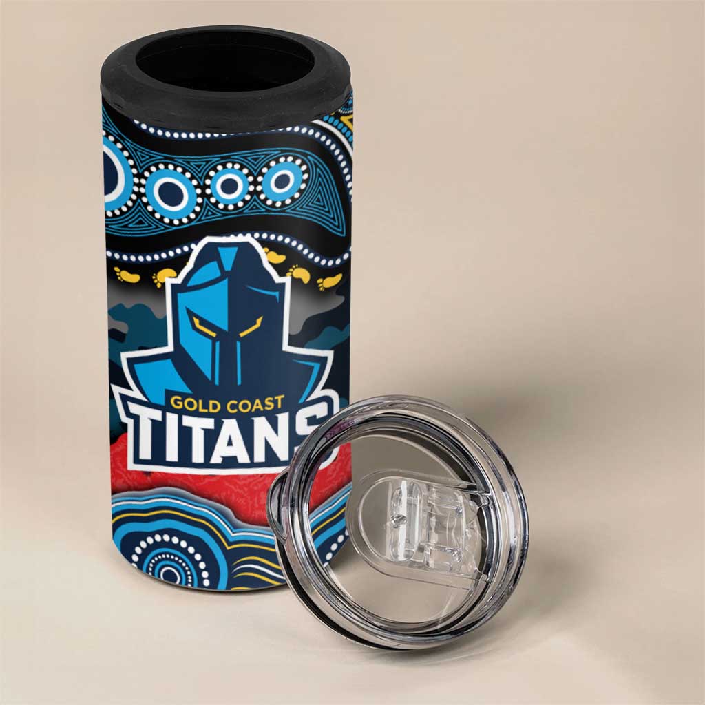 ANZAC Day Gold Coast Titans 4 in 1 Can Cooler Tumbler Military Memorial Aboriginal Indigenous Art