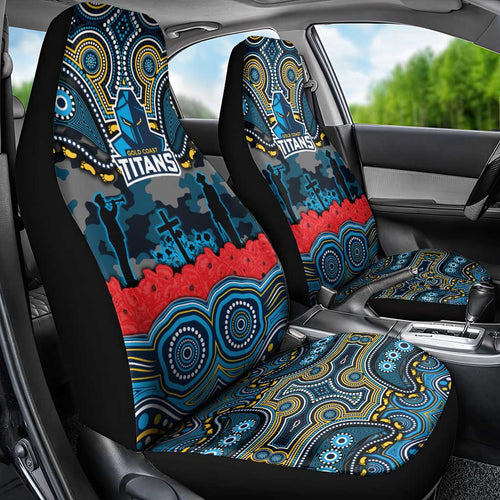 ANZAC Day Gold Coast Titans Car Seat Cover Military Memorial Aboriginal Indigenous Art
