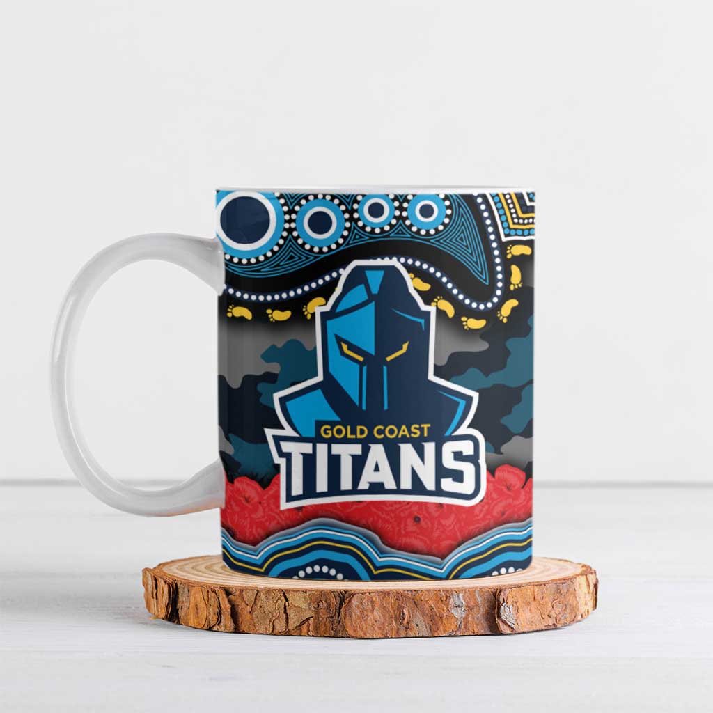 ANZAC Day Gold Coast Titans Ceramic Mug Military Memorial Aboriginal Indigenous Art