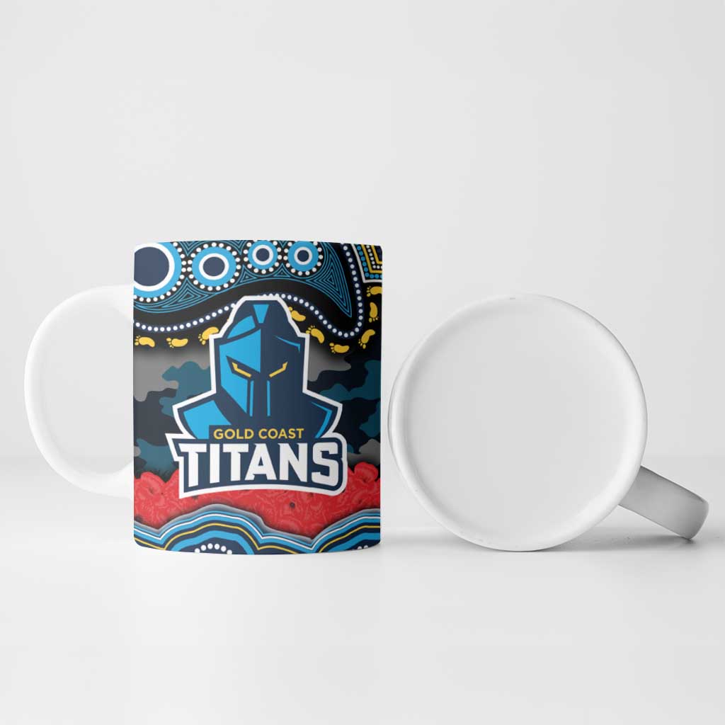 ANZAC Day Gold Coast Titans Ceramic Mug Military Memorial Aboriginal Indigenous Art