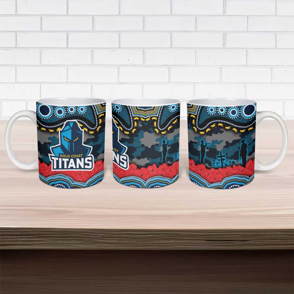 ANZAC Day Gold Coast Titans Ceramic Mug Military Memorial Aboriginal Indigenous Art