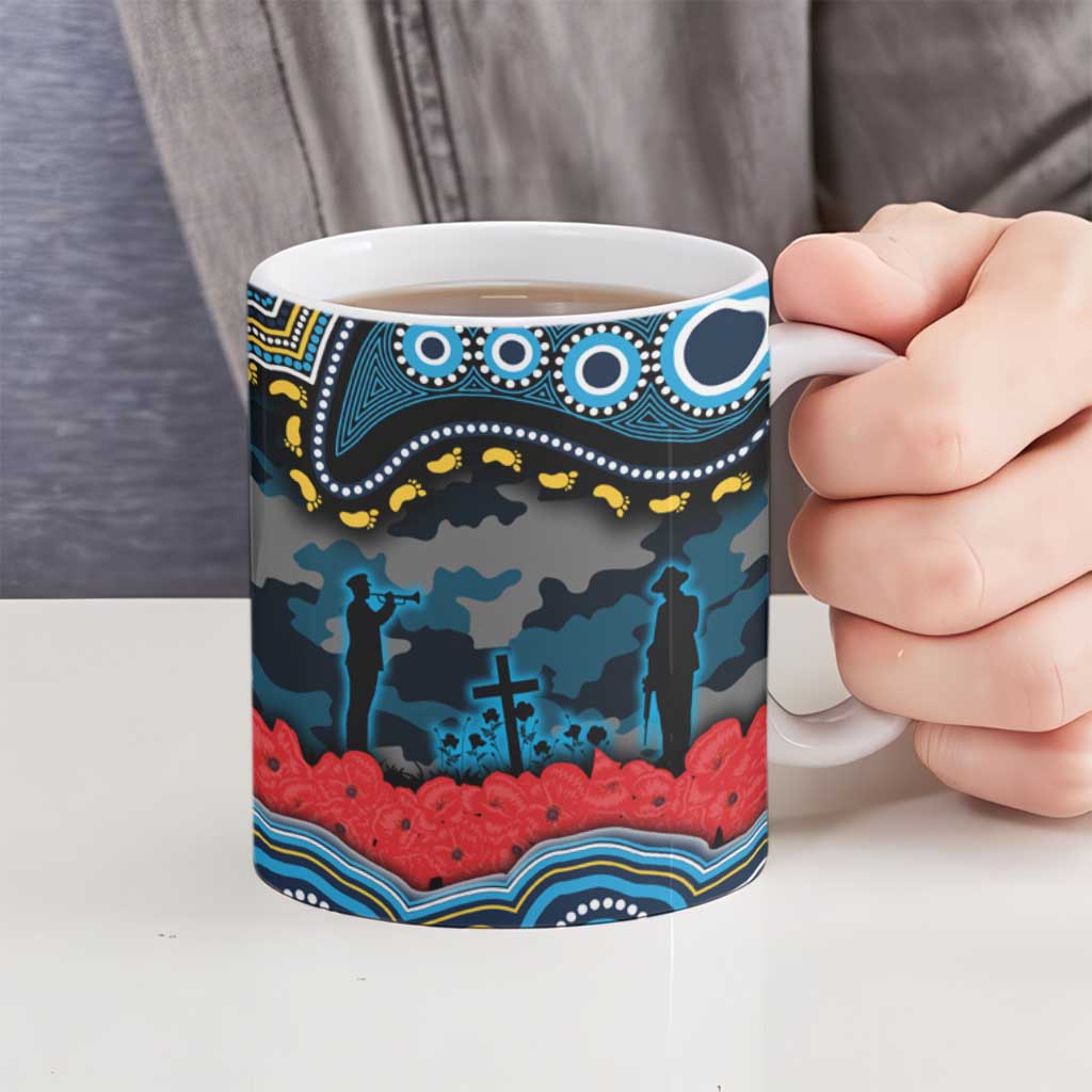 ANZAC Day Gold Coast Titans Ceramic Mug Military Memorial Aboriginal Indigenous Art