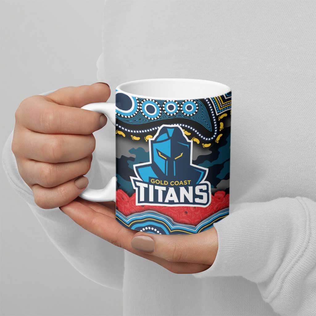 ANZAC Day Gold Coast Titans Ceramic Mug Military Memorial Aboriginal Indigenous Art
