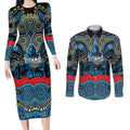 ANZAC Day Gold Coast Titans Couples Matching Long Sleeve Bodycon Dress and Long Sleeve Button Shirt Military Memorial Aboriginal Indigenous Art