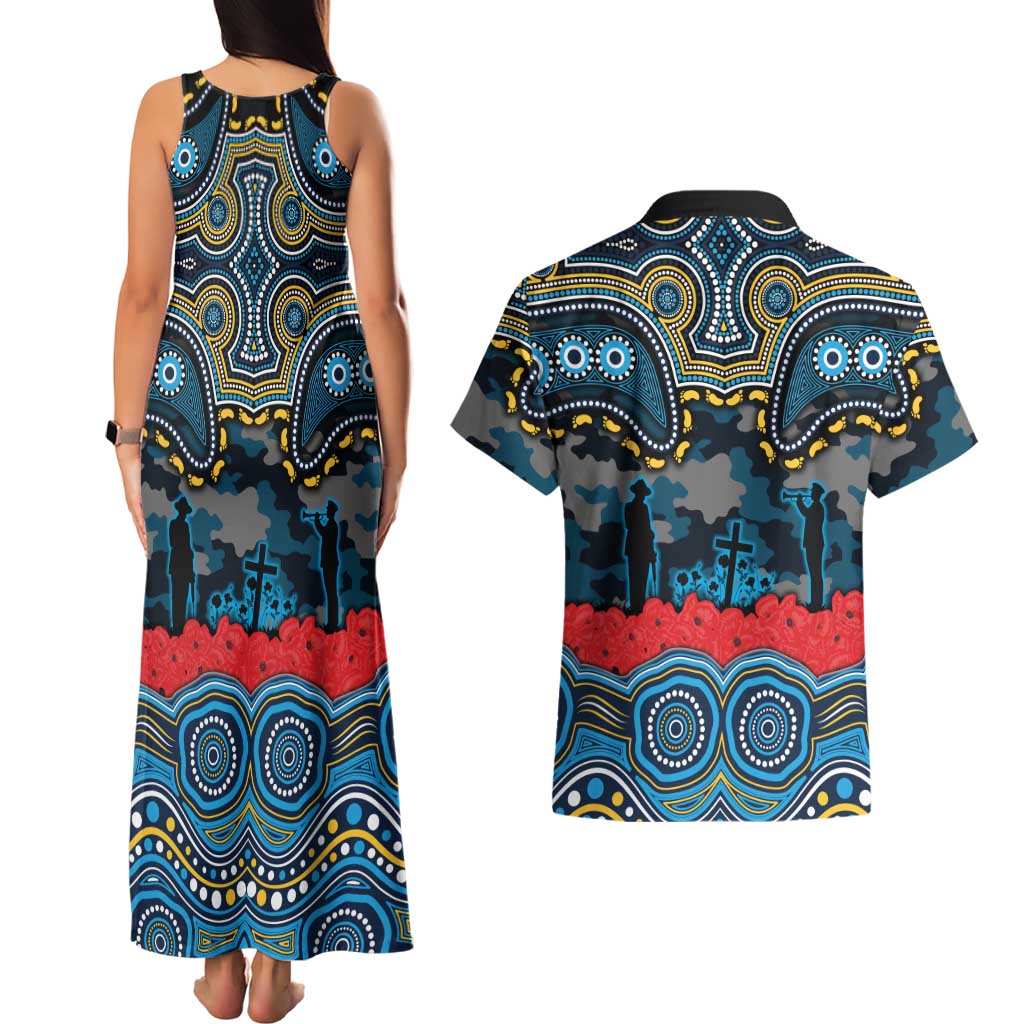 ANZAC Day Gold Coast Titans Couples Matching Tank Maxi Dress and Hawaiian Shirt Military Memorial Aboriginal Indigenous Art