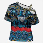 ANZAC Day Gold Coast Titans Cross Shoulder Shirt Military Memorial Aboriginal Indigenous Art