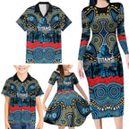 ANZAC Day Gold Coast Titans Family Matching Long Sleeve Bodycon Dress and Hawaiian Shirt Military Memorial Aboriginal Indigenous Art