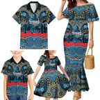 ANZAC Day Gold Coast Titans Family Matching Mermaid Dress and Hawaiian Shirt Military Memorial Aboriginal Indigenous Art