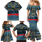 ANZAC Day Gold Coast Titans Family Matching Mermaid Dress and Hawaiian Shirt Military Memorial Aboriginal Indigenous Art