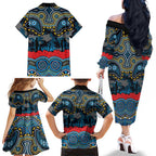 ANZAC Day Gold Coast Titans Family Matching Off The Shoulder Long Sleeve Dress and Hawaiian Shirt Military Memorial Aboriginal Indigenous Art