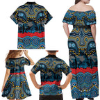 ANZAC Day Gold Coast Titans Family Matching Off Shoulder Maxi Dress and Hawaiian Shirt Military Memorial Aboriginal Indigenous Art