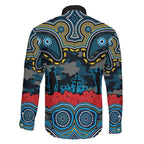 ANZAC Day Gold Coast Titans Family Matching Off Shoulder Maxi Dress and Hawaiian Shirt Military Memorial Aboriginal Indigenous Art