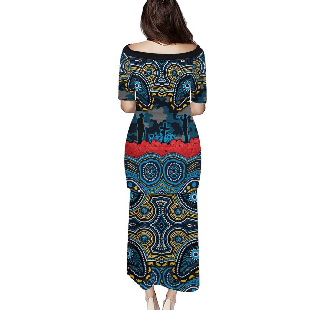 ANZAC Day Gold Coast Titans Family Matching Puletasi and Hawaiian Shirt Military Memorial Aboriginal Indigenous Art