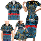 ANZAC Day Gold Coast Titans Family Matching Short Sleeve Bodycon Dress and Hawaiian Shirt Military Memorial Aboriginal Indigenous Art